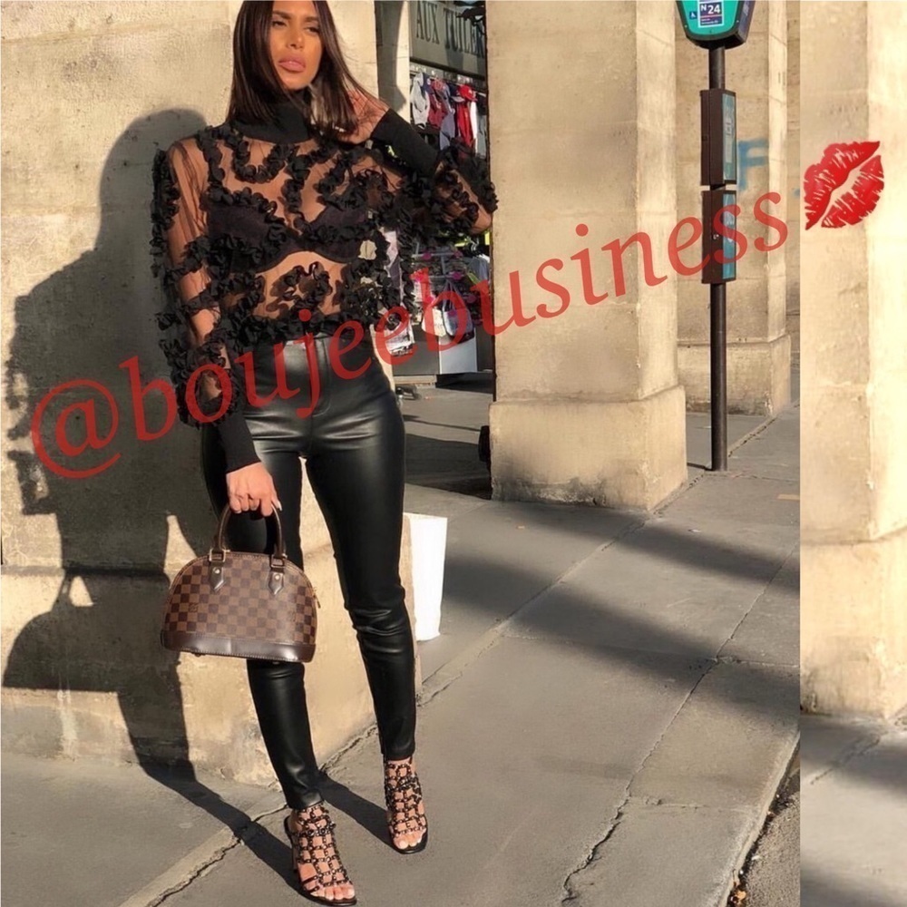 ZARA Semi-Sheer Turtleneck Top